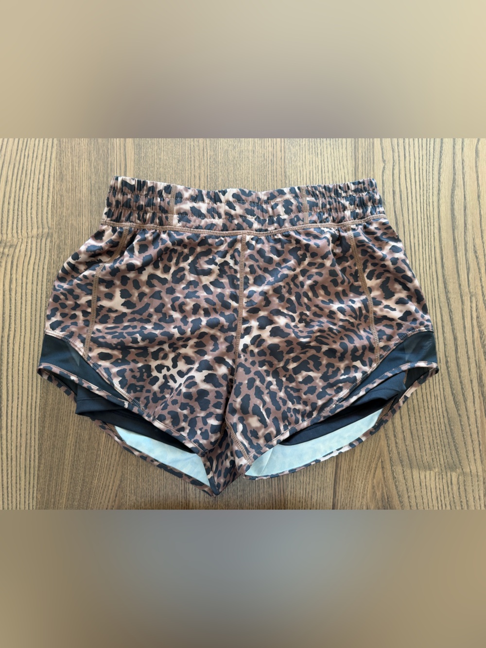 Mondetta Brown Leopard Print Athletic Shorts